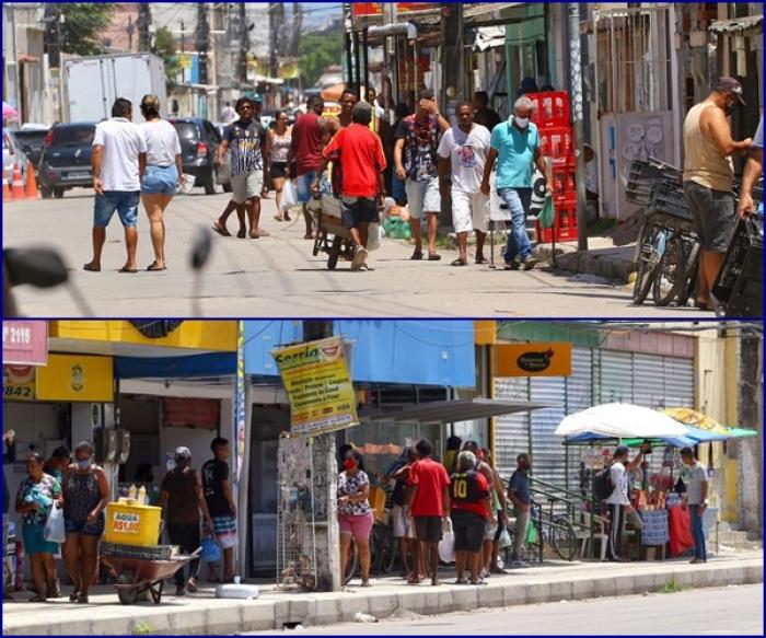 Pessoas circularam sem máscara e aglomerações foram registradas em periferias do Recife e Olinda neste domingo