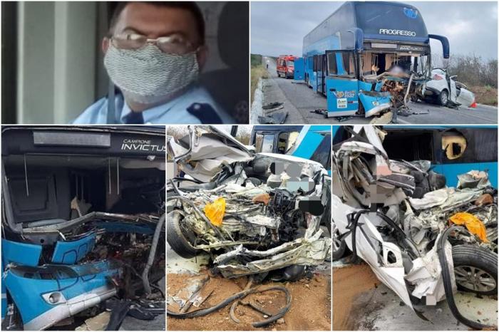 Colisão entre carro de passeio e ônibus deixa dois mortos na BR-232, em Sanharó