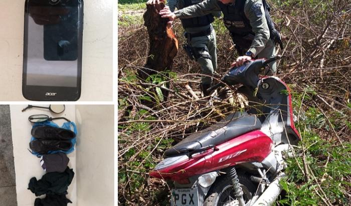 Moto roubada é encontrada abandonada dentro do mato, em Pesqueira